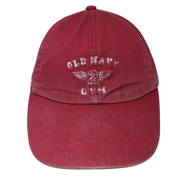 Old Navy 2 Strapback Baseball Cap Red Medium Adjustable 6 Panel Cotton - Picture 1 of 9